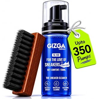 GIZGA Essentials 2-in-1 Shoe Cleaning Kit with 150ml Foam Spray & Beechwood Brush