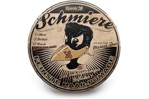 SCHMIERE FEINSTE HAAR-POMADE Rumble59 - Schmiere Pomade Herren - Klassiker mit Rasierwasser Duft - 140 ml, extra starker Halt - wachsbasierte Haar Pomade für sehr dicke und widerspenstige Haare - Hairstyling Made in Germany