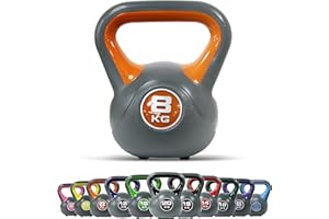 POWRX Kettlebell 8 kg - Ideale per Esercizi di »Functional Fitness« - Base con Gommini Antiscivolo + PDF Workout (Arancione)