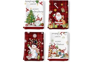 Arquiel Natale Pupazzo Di Neve Babbo Natale Claus Gnomo Set Di 4 Strofinacci Cucina Strofinacci Cotone 100% Assorbente Canovacci Cucina Decorazione Regali Di Vacanza 48 Cm X 70 Cm