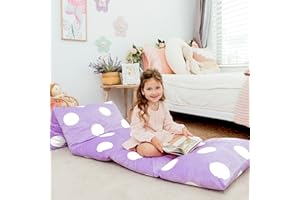 Butterfly Craze Funda de Almohada de Tumbona, Asiento cómodo para niños y Adultos, reclinable para Mayor Comodidad, Colchoneta para la Siesta de niños pequeños, Solo Funda, Lunares morados, Queen