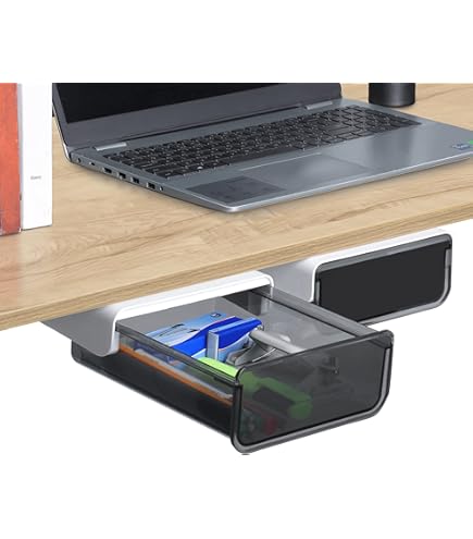 ZLXHDL Schublade Unter Schreibtisch - Selbstklebende Aufbewahrung Grau