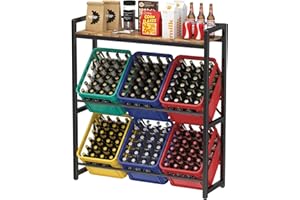 ‎LIFEWIT Lifewit Getränkekistenregal mit Ablage für 6 Kisten, 32D x 104W x 117,3H cm Regale für Getränkekisten, Freistehend Kistenständer Getränkeregal Wasserkistenregal Bierkistenregal, Rustikales Braun