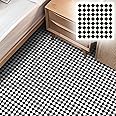 Self Adhesive Floor Tiles, Vinyl Flooring Peel and Stick Floor Tiles, Waterproof Black and White Checkered Effect for Bathroom Kitchen Bedroom,30x30cm（12 X 12 inches）8pcs（0.7㎡）