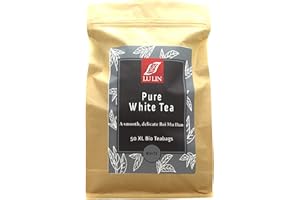LuLin Teas Pure White Tea Biodegradable Pyramid Teabags, 100 g, 50-Count
