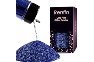 Renfio Glitzer Powder, 1.75 Oz (50g) glitzer gesicht, 1/128" 0.008" 0.2mm Ultra Fine Glitzerpulver For Garten Deko, Glitzer Basteln, Nail Powder, Body Glitzer Haare - Klassisches Blau