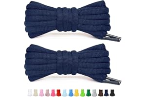 Stepace 1/4" Oval Athletic Shoelaces [2 Pairs] 39"-63" in 15 Colors Half Round Shoe Laces for Sneakers