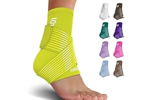 SS SLEEVE STARS Sleeve Stars Ankle Brace for Sprained Ankle, Plantar Fasciitis Relief Ankle Support for Women, Ankle Compression Sleeve w/Strap (Single/Neon Green)