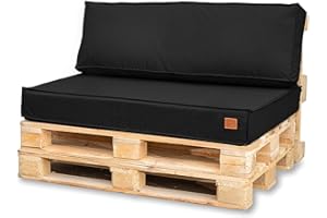 Bielik Palettenkissen 120 x 80 Set Palettenmöbel, Wasserdicht Europaletten Sitzkissen Made in EU, Palettensofa komplett besteht aus 3 Teilen in Farbe:(Sitz 120x80+1 Kissen 120x40, Schwarz)