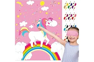 Party-Poter Pin the Horn on the Unicorn Spiel Einhorn Party Supplies Einhorn Themenparty interaktive Spiele Kindergeburtstag Party Spiele
