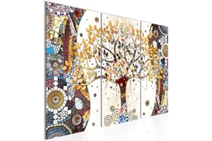 Runa Art Gustav Klimt Albero Della Vita Quadri Soggiorno Grande Colorato Astratto Albero 90 x 60 cm 3 Pezzi Decorazione Murale 004632a