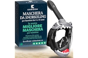Khroom Maschera Snorkeling Bambini 3–10 Anni | Certificata TÜV & Sicura CO₂ | Maschera Integrale a Pieno Viso con Borsa da Trasporto | Antiappannamento & Snorkel Dry