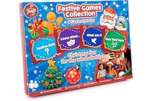 abeec Festive Family Board Games Collection | Fun 4-in-1 Card Games for Kids & Adults | Christmas Quiz, Guessing & Music Games | Holiday Entertainment for Parties, Family Nights & Christmas Day