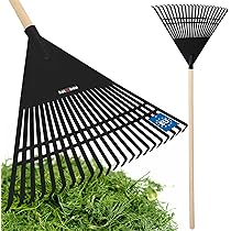 Laubrechen 42cm Breite - Verstellbarer Gartenrechen Mit 24 Zinken Für Rasen & Hof