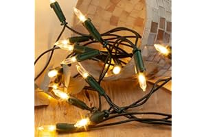 ‎HELLUM hellum Lichterkette innen mit 100 LEDs, Weihnachtsbaum Lichterkette warmweiß, 14,85m beleuchtet mit grünem Kabel, für innen mit Stecker 1,5m Zuleitung <59lm 150230
