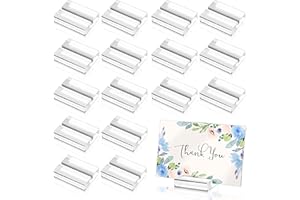 Aboofx 16 Packs Acrylic Sign Holders, 1.6 inch Clear Acrylic Stand Acrylic Place Card Holders Business Menu Holder Table Numbers Postcard Picture Display Stand for Wedding Party Events Decoration
