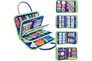 IZDUDO Busy Board Montessori, Paneles Sensoriales Tablero de Actividad para Desarrollar Motricidad Fina y Aprendizaje Preescolar, Juguetes Educativos Libro Silencioso Viajes para Niños Niñas#1