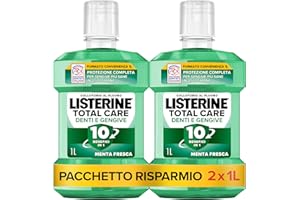 LISTERINE Total Care Denti e Gengive, Collutorio al gusto di Menta Fresca, Collutorio al Fluoro con 10 benefici in 1 per una protezione completa, Confezione da 2x1L – Esclusiva Amazon