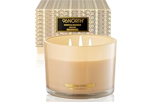 96NORTH Luxury Coconut Soy Candle | Large 3 Wick Jar Candle | Up to 50 Hours Burning Time | 100% Natural Soy Wax | Housewarming Gift for Women and Men