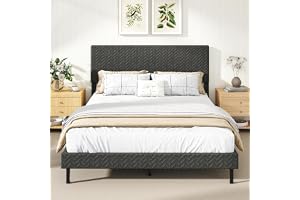 COSTWAY Polstrad säng med ribbotten, sängram med höjdjusterbar huvudgavel, höjd 30 cm sängram utan madrass, i grått sammet (1