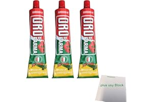 Oro di Parma Tomatenmark mit Würzgemüse 3er Pack (3x 200g Tube) + usy Block