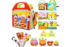 Zyluniy Busy Board od 1 roku życia, filcowa książka 3D, z motywem gospodarstwa rolnego, wczesna zabawka edukacyjna dla dzieci, zabawka do jazdy samochodem, zabawka Montessori 1, 2, 3, 4 lata, dla