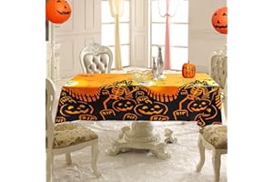 Ambolio Halloween Nappe, Nappe de décoration d'halloween, Nappe de Halloween Pumpkin, Nappe De Halloween Plastique, pour Cuisine Dinning Décor de Table de Table. (137 * 274)