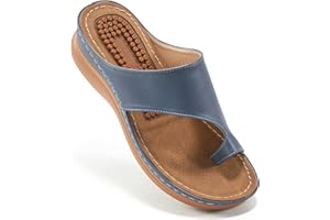 Aomigoct Sandały dla kobiet buty na koturnie: wygodne sandały ortopedyczne damskie eleganckie letnie klapki na co dzień kliny do chodzenia