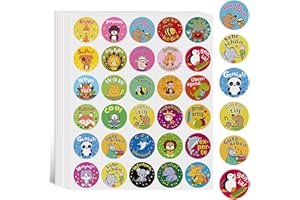 Vordpe 600 Stück Motivationsaufkleber für Kinder, Selbstklebende Runde Tier Belohnungsaufkleber, Sticker Motivationssticker, für Lehrer Eltern im Unterricht und zu Hause