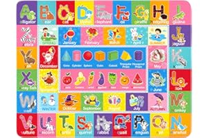 IMIKEYA Kids Play Rug Mat Playmat with Colorful Pattern, Playtime Collection ABC Alphabet, Seasons, Months, Fruit and Shapes Educational Area Rug for Kids Playroom Children Bedrooms