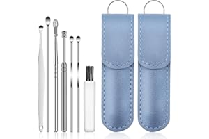 PNYXEASS Ear Cleaner Ear Wax Removal 12 Pcs, Stainless Steel Earwax Cleaner Tool Set Ear Curette with PU Bag and Cleaning Brush, Suit for Kid Adult (Blue)