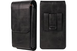 WNHTFAC Handy Gürteltasche Herren Leder Schwarz, Handytasache für Gürtel, Universal Leder Handytasche Halterung Herrengürtel Tasche Vertical Flip Cover Telefon Bauchtasche Schutztasche mit Gürtelschlaufe