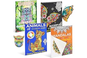 VGECEE 4 Pcs Libros Mandalas Adultos 80 Patrones A4 Libro para Colorear Mandalas Adultos Con Patrones Variadas de Animales/Mandalas/Pajaro/Mariposas Libro de Mandalas Antiestrés para Adulto Niños