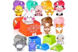 Joyreal Farm Animals Toys - Toddler Learning Montessori Stacking Educational Toys Plane Travel for Toddlers Gift for Girls Boys