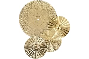 ULDIGI 4pcs Wrought Iron Wall Decoration Gold Home Decor Gold Wedding Decor Metal Trim Metal Plates Wall Decor Golden Wall Art Geometry Wall Art Modern Metal Disc Decor Home Wall Decor 3d