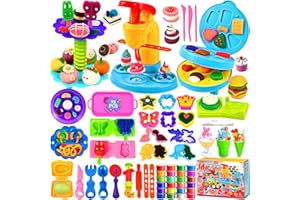 NLMWTI 24 Pots Pâte à Modeler, 98 Pièces Accessoire Pate a Modeler pour Enfants, Machine à Glace Machine à Burger Pâte À Modeler Cadeau de Jouet pour Enfant dès 3 Ans