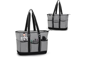 Damero Tragetasche für Krankenschwestern mit gepolstertem Laptopfach, Pflegetasche mit mehreren Taschen für die Arbeit, die häusliche Krankenpflege,Grau