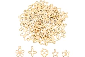 UNICRAFTALE estrella/cruz/flor/mariposa/trébol abalorios de acero inoxidable forma mixta colgantes de oro hipoalergénico encanto para la fabricación de joyas de bricolaje