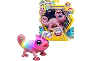 Little Live Pets Chamäleon Nova, leuchtendes, interaktives Chamäleon mit Farbwechselfunktionen, über 30 Geräusche, viele Verschiedene Stimmungen, wiederholt Worte, mit Takterkennung, inkl. Batterien