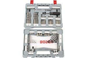 BOSCH ACCESSORIES Bosch Professional 105 pièces Ensemble premium X-Line de d'embouts et forets (foret à béton, foret pour carrelage, porte-embouts universel, butée de profondeur, Accessoires perceuse)