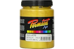 Permaset Aqua Standard 300ml Gold Lustre - Screen Printing Ink for Fabric - Ideal Screen Printing Kit for Home Office, Starter Kit, Fabric Paint, Screen Printer and Other Fabric Ink
