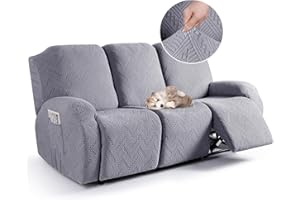 TAOCOCO Recliner Chair Cover, Stretch Sofa Cover 3 Seater With Arm Rest, Couch Cover Soft, Machine Washable Recliner Sofa Protector (Light Grey, 3 seater)