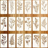 Reusable Flower Stencils for Painting on Wood, Wall, Furniture, Drawing Stencils for DIY Crafts (18 Pcs)