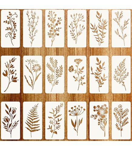 8 Pochoirs Fleurs Mandala JSRQT | Réutilisables | Pour Peinture Murale, Meuble | DIY Déco Maison