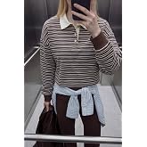 DeFacto%100 Pamuk Loose Fit &Ccedil;izgili Sweatshirt G9460AX26SP
