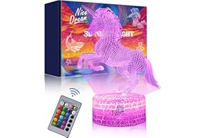 NICE DREAM Unicorn 3D Night Light, Unicorn Toy Gift Night Lamp for Kids, 7 Colors Change with Remote Holiday Birthday Gifts Ideas for Children Girls Boys Bedroom Accessories