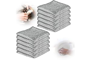 jwogngls 10 sztuk uniwersalnych drucianych ściereczek do mycia na mokro i sucho, dwuwarstwowe ściereczki do mycia naczyń z drutu stalowego, wielofunkcyjne, odporne na zarysowania, ściereczki do mycia