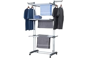 Talk-Point Mobiler Turm- Wäscheständer, Wäschetrockner, Wäscheturm | 18 Meter Wäscheleine, klappbar, mobil | mit Seitenflügel | für Innen & Außen (grau)