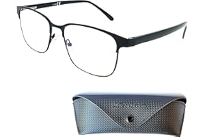 Mini Brille Occhiali Anti Luce Blu con Lenti Grandi Rettangolari, Stile Vintage, Montatura in Acciaio Inox, Computer Occhiali da Lettura Occhiali Uomo e Donna
