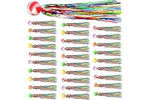 UPUPGO 30 Stück Flummies für Kinder, Hüpfbälle für Kinder zum Mitnehmen, Hohe Qualität Springball mit Farbige Bänder, Hüpfbälle Springball Gummiball Spielzeug, Elastisch Bälle für Junge, Mädchen